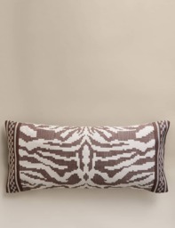 M&S Pure Cotton Abstract Embroidered Bolster Cushion Brown Mix