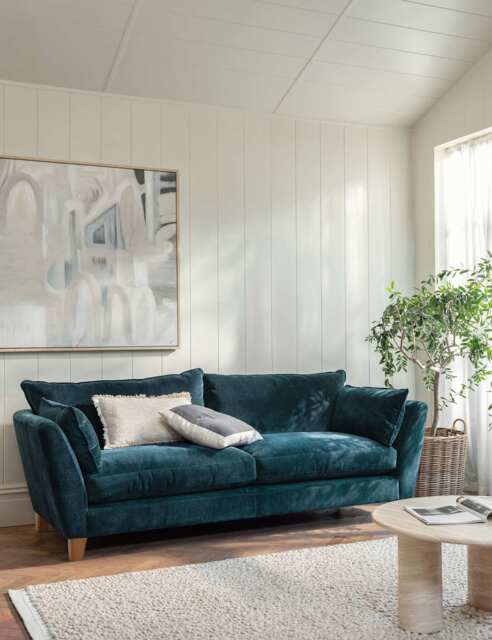 BARKER AND STONEHOUSE Irving Chenille Extra Large 3 Seater Sofa Blue