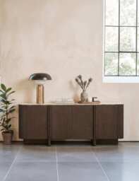 Royalcraft Roka Wood & Marble 4 Door Sideboard Brown
