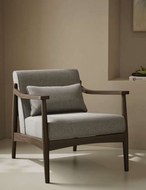 Gallery Direct Sherwood Dark Oak Chenille Accent Chair Grey