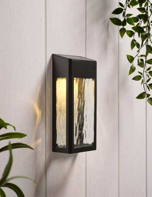 Lights4fun Crackle Solar Wall Light Black