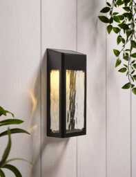 Lights4fun Crackle Solar Wall Light Black