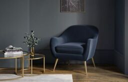 M&S Ruby Brass Armchair - CHR - Midnight Navy, Midnight Navy