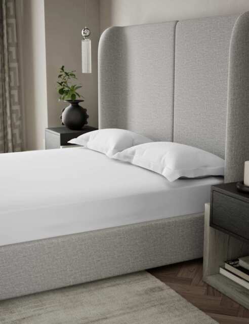 M&S X Kelly Hoppen 500TC Cotton Sateen Extra Deep Fitted Sheet White