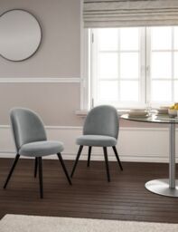 M&S Set of 2 Velvet Dining Chairs - Silver, Silver,Dark Teal