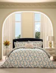V&A Pure Cotton Sweet Tendrils Bedding Set Blue Mix