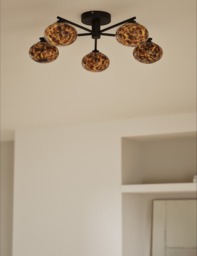 M&S Glass Tortoiseshell Flush Ceiling Light Black