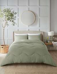Night Lark Seersucker 10.5 Tog Coverless Duvet Set Olive