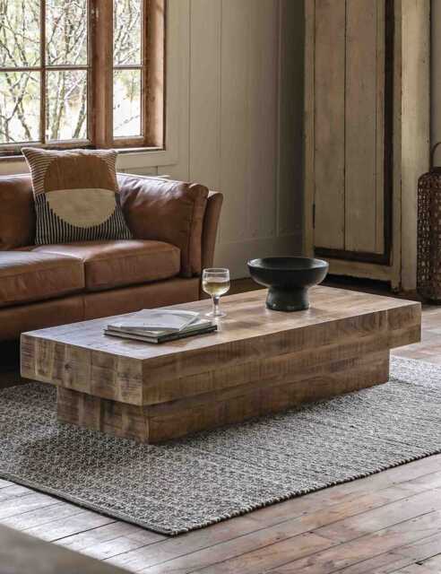 Gallery Direct Iowa Mango Wood Rectangular Coffee Table Natural