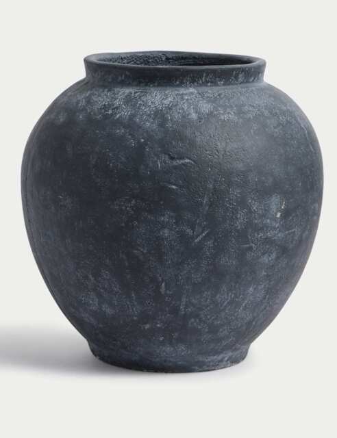 M&S Large Textured Urn Vase Black