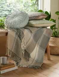 Laura Ashley Pure Cotton Dylan Checked Throw Grey Mix