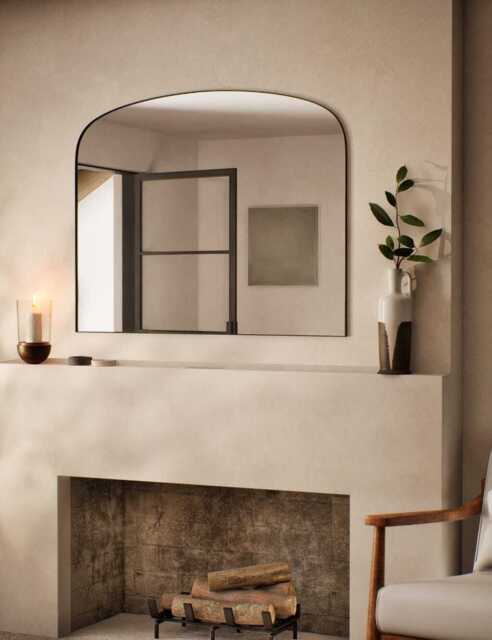 M&S Milan Over Mantel Mirror Black