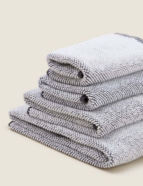 M&S Pure Cotton Cosy Weave Towel Grey Mix