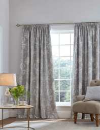 Laura Ashley Josette Pure Cotton Pencil Pleat Blackout Curtains Dark Grey