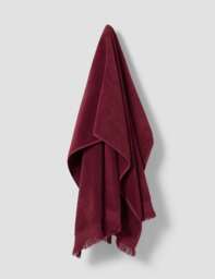Piglet In Bed Pure Cotton Fringed Towel Burgundy