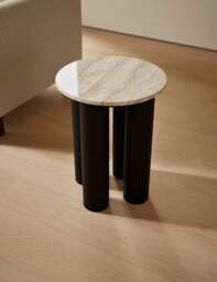 Gallery Direct Marble & Mango Wood Side Table Black Mix