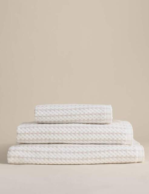 M&S Pure Cotton Spotty Striped Towel White Mix