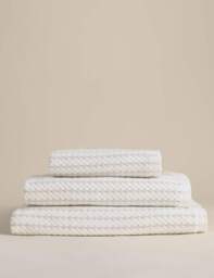 M&S Pure Cotton Spotty Striped Towel White Mix
