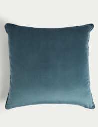 M&S Velvet Piped Large Cushion Slate Blue