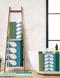 Orla Kiely Pure Cotton Stem Check Towel Green Mix