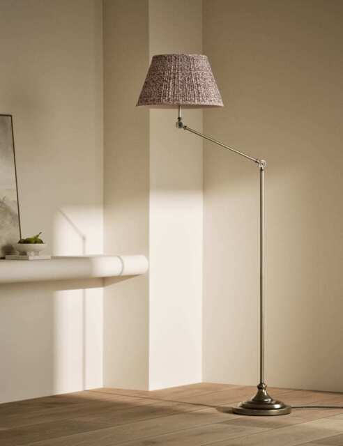 M&S Adjustable Floor Lamp with Pleated Shade Antique Brass