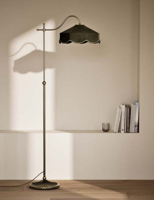 M&S Winnie Velvet Floor Lamp Green