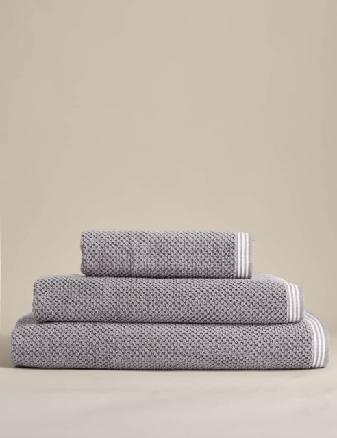 M&S Pure Soft Cotton Rice Weave Towel Marble