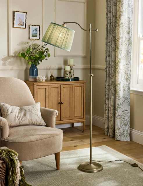 Laura Ashley Hemsley Metal Floor Lamp Antique Brass