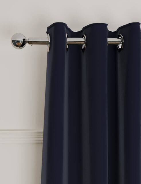 M&S Velvet Eyelet Ultra Thermal Curtains Navy