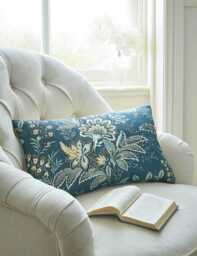 Laura Ashley Pure Cotton Marlbrook Bolster Cushion Blue Mix