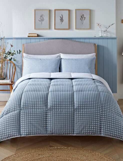 Nightlark Gingham 4.5 Tog Coverless Duvet Set Light Blue