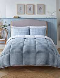 Nightlark Gingham 4.5 Tog Coverless Duvet Set Light Blue