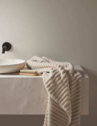 Bedfolk Pure Cotton Rippled Bath Towel Camel