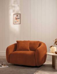 BARKER AND STONEHOUSE Cocoon Chenille Swivel Snuggle Chair Orange