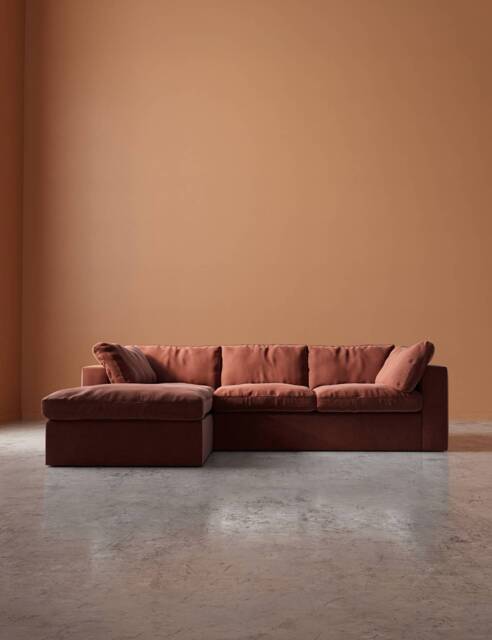 Swoon Easy Velvet Left Corner Sofa Brown