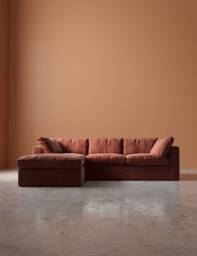 Swoon Easy Velvet Left Corner Sofa Brown