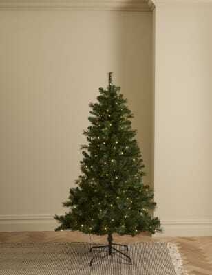 M&S Collection 6ft Pre-Lit Pine Christmas Tree - Green, Green