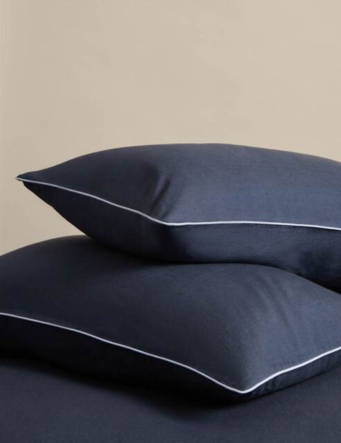 M&S 2 Pack Pure Linen 190gsm Pillowcases Navy