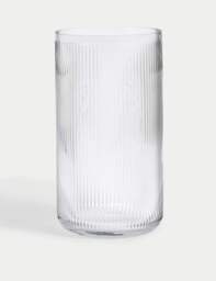 M&S Ribbed Glass Cylinder Vase Clear