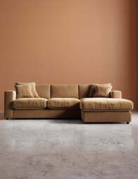 Swoon Easy Velvet Right Corner Sofa Tan