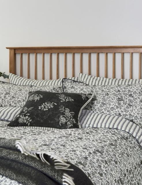 Burleigh X Bedeck Of Belfast Pure Cotton Regal Peacock Bedding Set Charcoal Mix