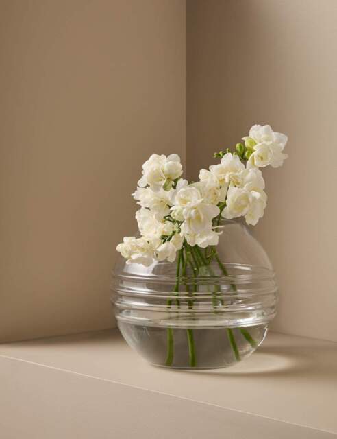 M&S X Kelly Hoppen Textured Globe Glass Vase Clear