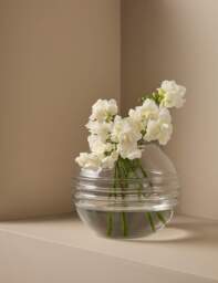 M&S X Kelly Hoppen Textured Globe Glass Vase Clear