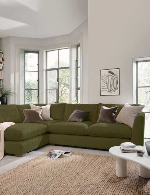 BARKER AND STONEHOUSE Palmer Textured Chenille Left Hand Corner Sofa Green