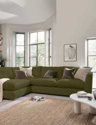 BARKER AND STONEHOUSE Palmer Textured Chenille Left Hand Corner Sofa Green