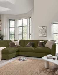 BARKER AND STONEHOUSE Palmer Textured Chenille Left Hand Corner Sofa Green