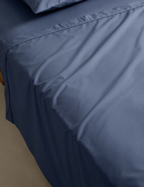 M&S Egyptian Cotton 230 Thread Count Flat Sheet Slate Blue