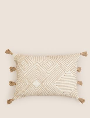 M&S Pure Cotton Textured Bolster Cushion - Natural Mix, Natural Mix