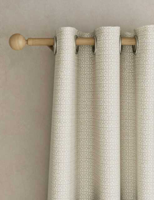 M&S Chenille Geometric Eyelet Curtains Neutral