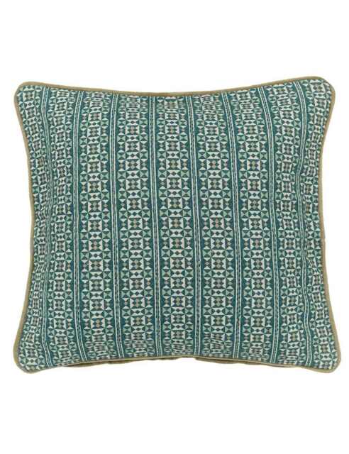 Bedeck of Belfast Azmi Geometric Square Cushion Teal Mix